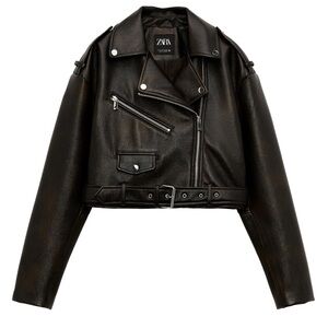 Zara Shiny Biker Brown Jacket 3046/058/716 size XS